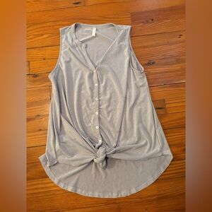 MTS Purple-Gray Sleeveless Button-Down Top